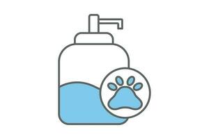 Pet shampoo icon. Two tone icon style, lineal color. pets care sign. Dog cleaning symbol, cat. Simple vector design editable