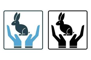 Rabbit Icon. Solid icon style. icon related to pet care. Simple vector design editable