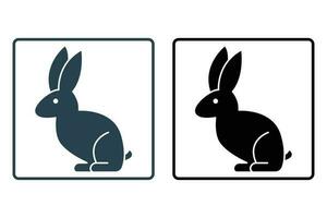 Rabbit icon illustration. Solid icon style. icon related to pet. Simple vector design editable