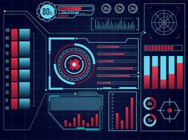 Futuristic HUD elements, UI HUD Infographic layout with statistical graphs for Business. vector