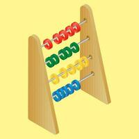 Colorful abacus in 3d style on yellow background. vector