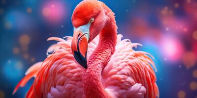 . . Pink color cute flamingo bird. Vacation rest party vibe.Graphic Art photo