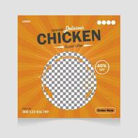 Fresh and spicy delicious chicken social media post design template, Fast food social  media post, delicious chicken or poster, Fresh and spicy food flyer design, free Delivery vector