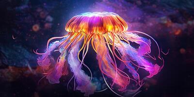 ai generado. ai generativo. mar submarino jalea pescado Medusa medusa. gráfico Arte foto