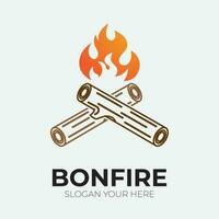 Bonfire logo design template illustration. vector