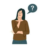 confused thinking person,vector flat illustration vector