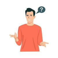 confused thinking person,vector flat illustration vector