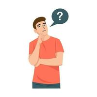 confused thinking person,vector flat illustration vector