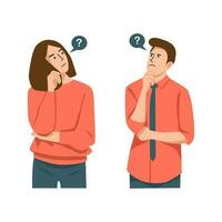 confused thinking person,vector flat illustration vector