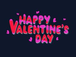 Red and Pink Happy Valentine's Day Text with Tiny Hearts on Blue Background. vector