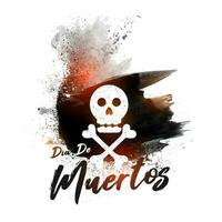 creativo texto de dia Delaware muertos y cráneo con tibias cruzadas en explosión cepillo carrera efecto antecedentes para día de el muerto póster o modelo diseño. vector