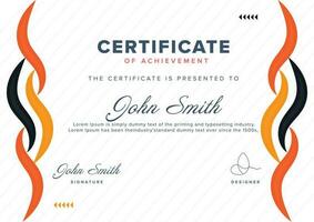 Certificate of Achievement Template Design in White Color. vector