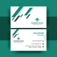 Business Card Design In Front And Back View On Teal Background. vector