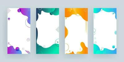 Collection of different color fluid art effect background with space for your message on white background. vector