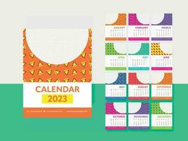 12 Month, 2023 Colorful Yearly Wall Calendar Template With Geometric Pattern And Space For Text Or Image. vector