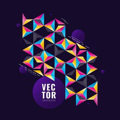 Colorful abstract geometric shape triangle in different patterns design.