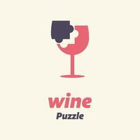 Wine glass Puzzle Logo vector