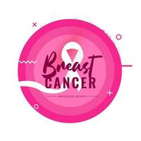 Breast Cancer ribbon on pink circle background for Awareness Month concept based poster or template design. vector