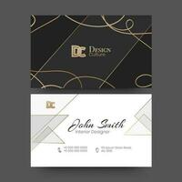 Creative business card or visiting card design in front and back view for Interior Designer. vector