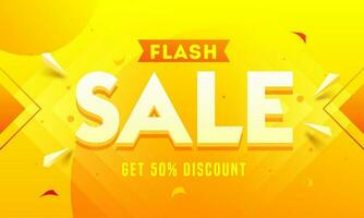 Flash Sale banner or poster design with discount offer on abstract background. vector