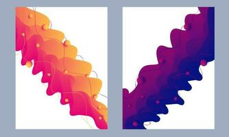 Abstract template design with liquid flowing wave in orange and purple. vector