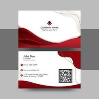 Double-Sides Visiting Card Design In White And Red Color. vector