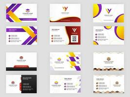 Horizontal Business Or Visiting Card Template Layout In Six Options. vector