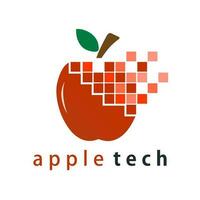 fruit tech logo design vector