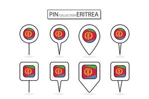 Set of flat pin Eritrea flag  icon in diverse shapes flat pin icon Illustration Design. vector