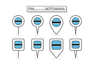 conjunto de plano alfiler Botswana bandera icono en diverso formas plano alfiler icono ilustración diseño. vector