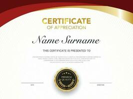 Diploma certificate template red and gold color with luxury and modern style vector image Premium Vector.