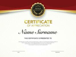 Diploma certificate template red and gold color with luxury and modern style vector image Premium Vector.