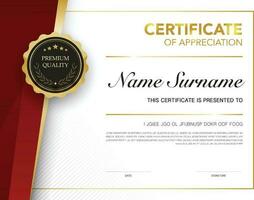 Diploma certificate template red and gold color with luxury and modern style vector image Premium Vector.