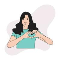 a woman with long hair is making love with both hands vector