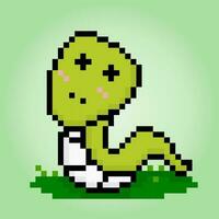 8 bit pixel of snake. Animal pixel for game assets and cross stitch patterns, in vector illustrations