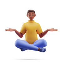 3D Render of Young Man Meditating. png