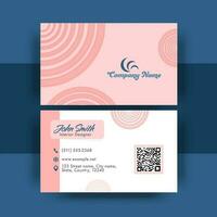 Horizontal Business Card Template Layout In Pink And White Color. vector