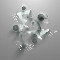 3D Abstract Geometric Elements On Glossy Grey Background. vector