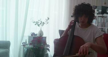 Cellist Rehearsing At Home video