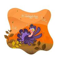 Illustration of crying turkey bird on forest view abstract background for Happy Thanksgiving celebration greeting card design. vector