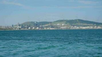 A power plant by the sea in Turkey on a summer and sunny day. video