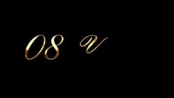 8 ° anni - lettering animazione con oro inchiostro far cadere e nero sfondo. grande per saluto video, apertura video, paraurti, cinema, digitale video, media editoria, film, corto film, eccetera video