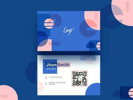 Blue and white business card or visiting card design with abstract elements. vector