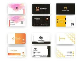 Front And Back View Of Business Card Or Horizontal Template Set. vector