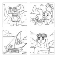 Hawaiian Girl and Friends Coloring Book vector