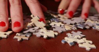 jung Frau lösen ein Puzzle Puzzle video