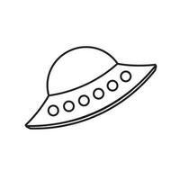 Vector flat black outline alien ufo icon