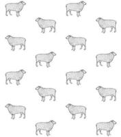 Vector seamless pattern of hand drawn sketch sheep