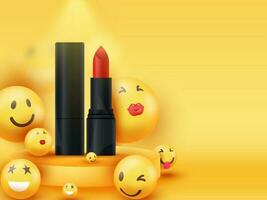 Realistic Lipstick With Different Expression Emoji. vector