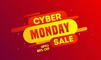 Up To 80 offer for Cyber Monday Sale banner or poster design with abstract elements. vector